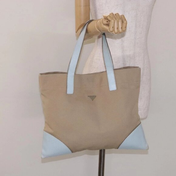PRADA Tote Bag Canvas Beige Auth 137463 - Picture 3 of 16